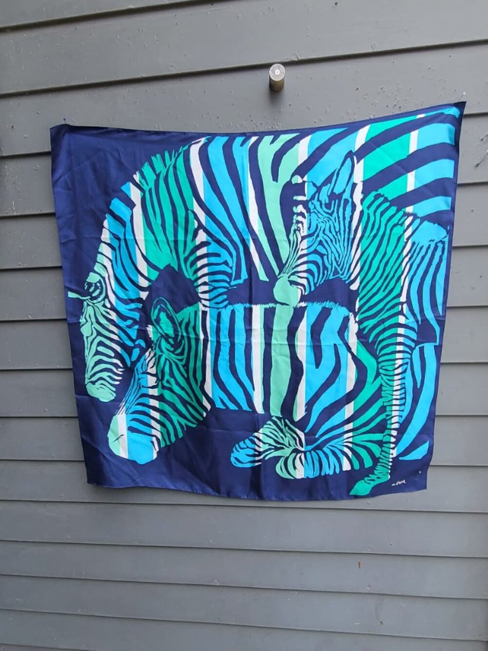 Vers Silk Blue Zebra Scarf